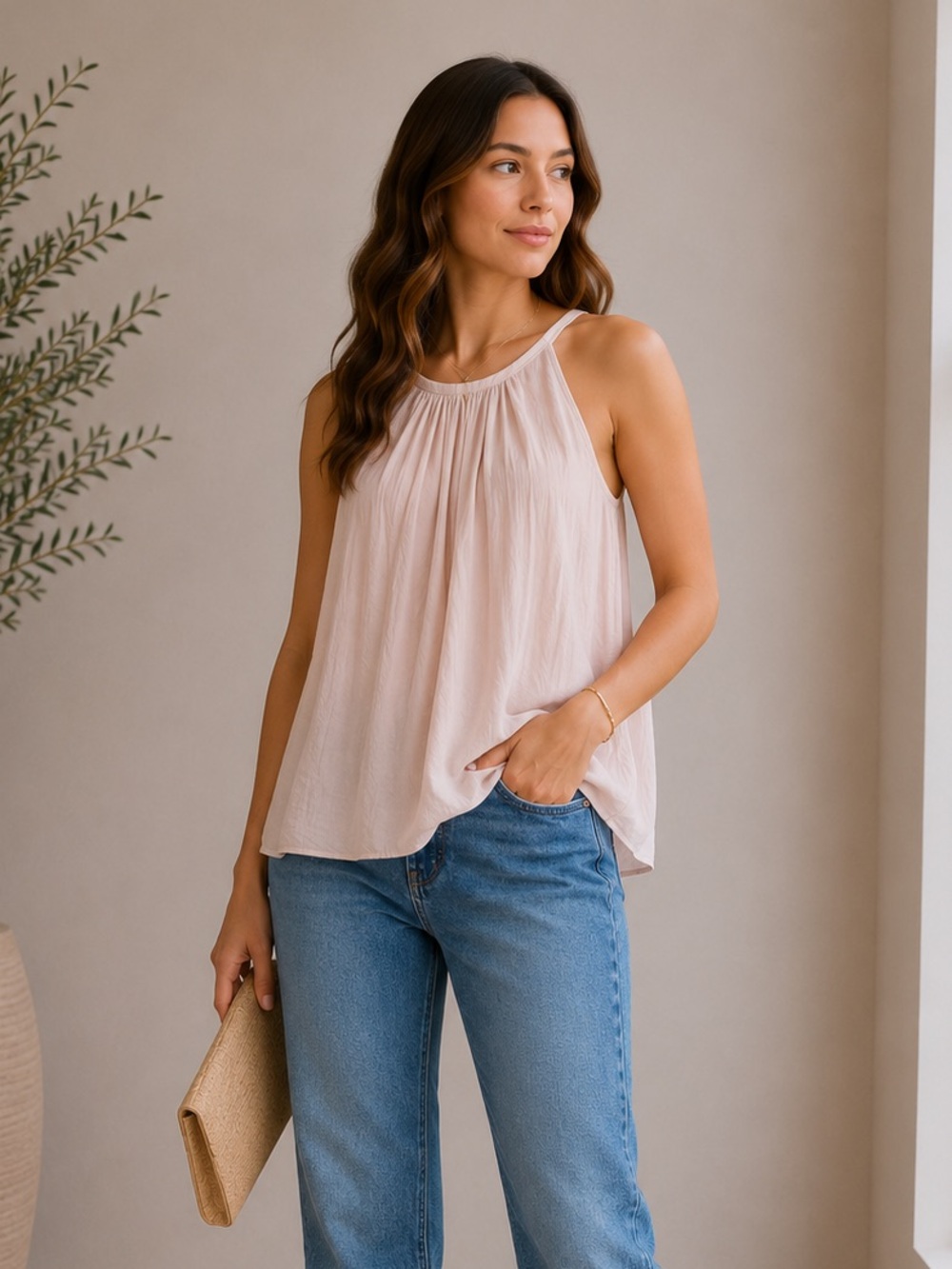 Ramy‎ Brook Piper Reversible Sleeveless top in blush pink size small